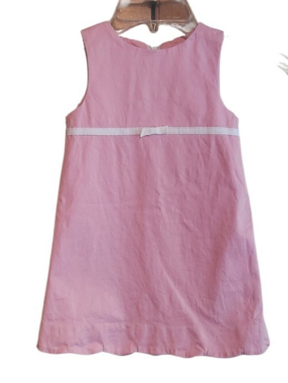 Lilly Pulitzer Pink Sleeveless A-Line Dress with White Ribbon Scalloped Hem